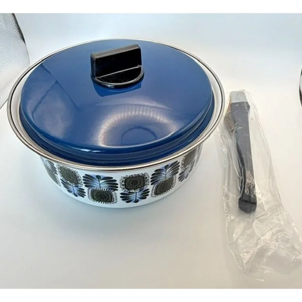 Austria Email Universal 8” Saucepan Enamel Blue & Green ST-18 Vintage NEW